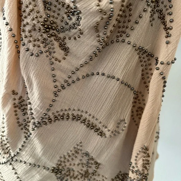 Free People Waiting For You Embellishing Beaded Tan Cami Cowl Neck Adjustable L - Picture 5 of 16